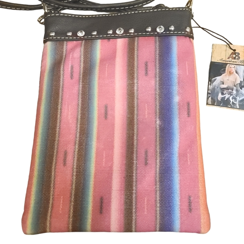 American Bling Small Crossbody Bag western print & Jewels NWT - Picture 2 of 3